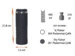 PT-609 Çelik Termos Bardak 400 ML - Görsel 3
